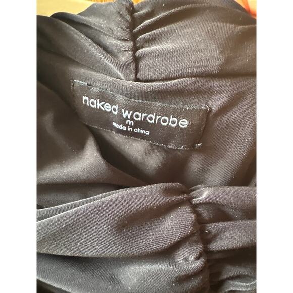 Naked Wardrobe Go black off the shoulder rushed mini dress size medium - Picture 8 of 9